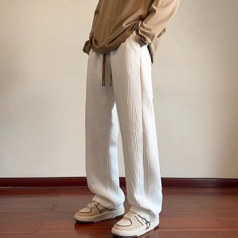 

Men's Sweatpants Print Draped White Hip-hop Trousers Retro Y2k Korean Fashion New in Harajuku Cool Elegant Male Sports Pants