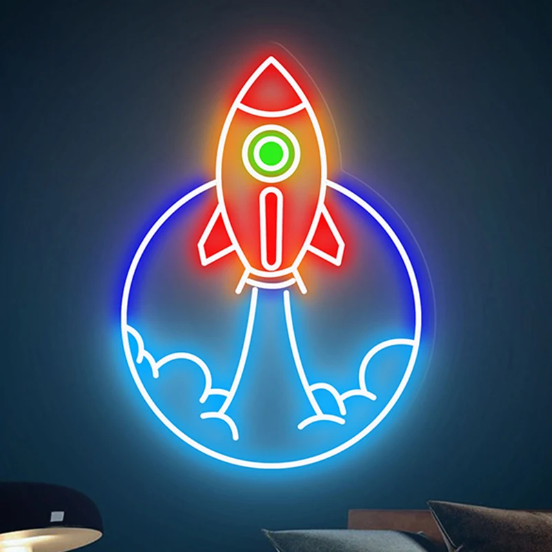 

Rocket Led Neon Handmade Custom Flex Led Neon Sign Bedroom Game Room Wall Decor Home Decoration Neon Light Personalized Gifts