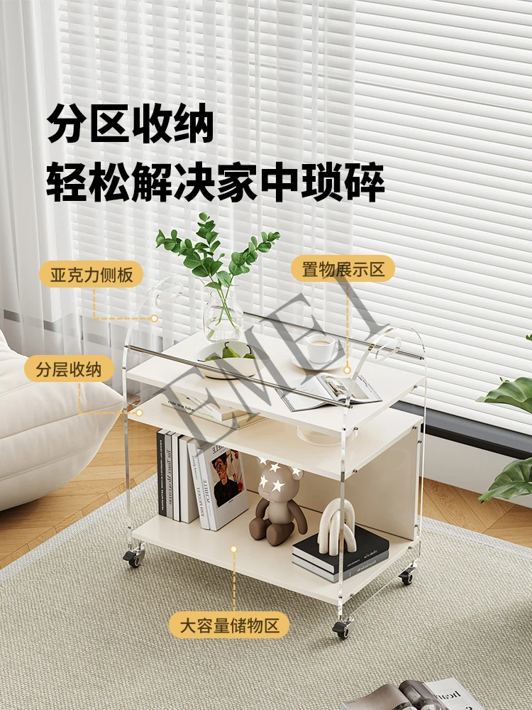 Acrylic Sofa Side Table Modern Minimalist Portable Tea Table Storage Trolley Creative