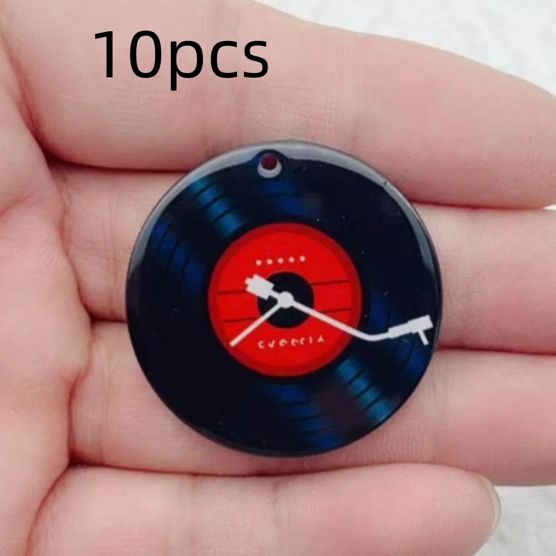 10pcs acrylic black film record pendant DIY jewelry pendant accessory material image 5