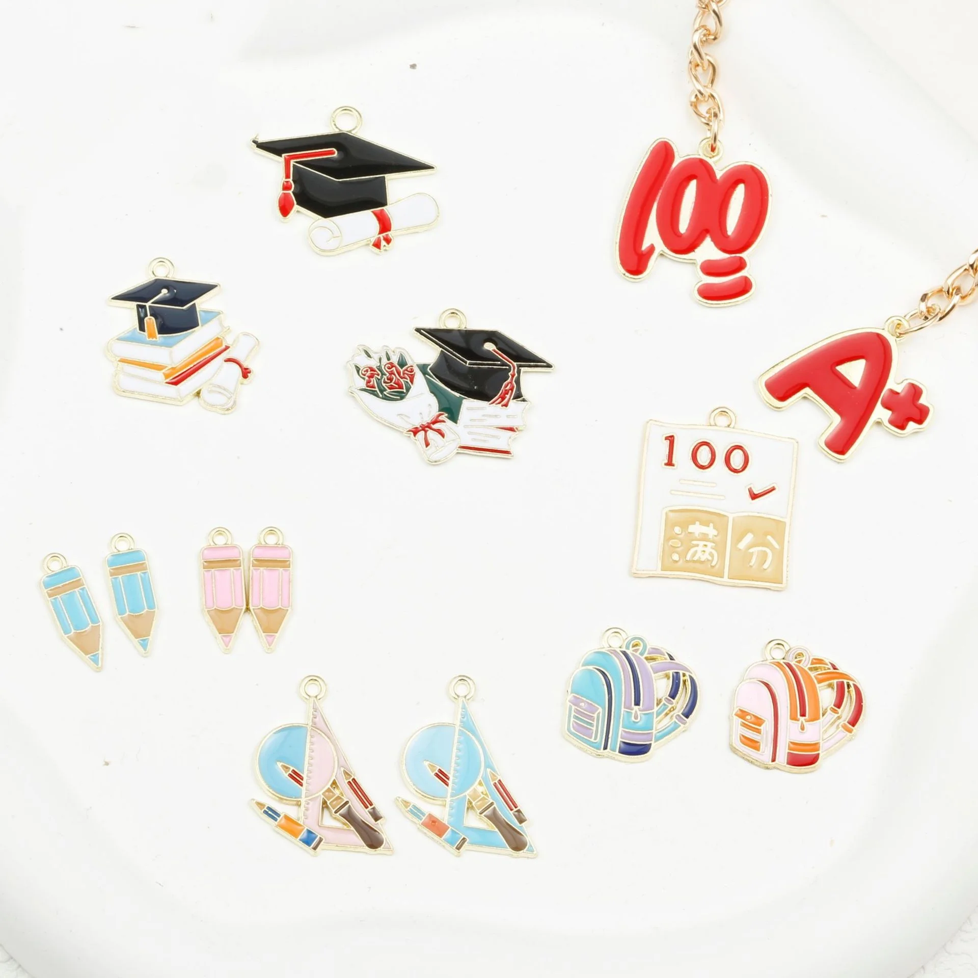 10pcs Enamel Graduation Ceremony Professor Students Mortarboard Charms for Necklaces Earrings DIY Jewelry Making Accessories