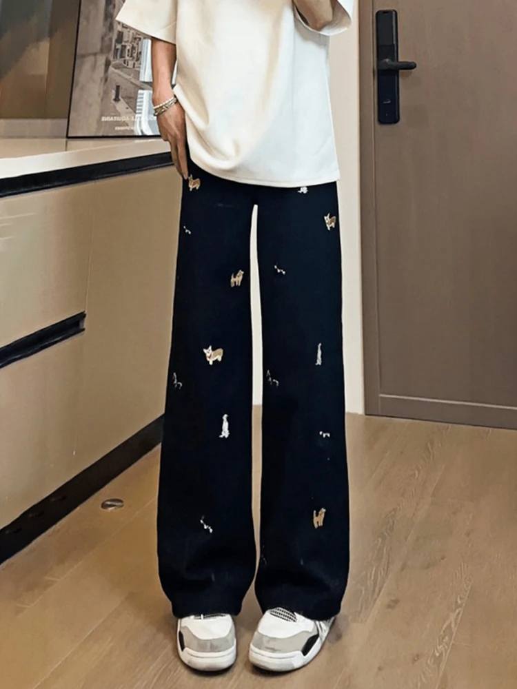 

Ретро-джинсы с вышивкой в американском стиле, прямые, с расклешением от колена, удлиненные, для мужчин, модель «Сенсация»