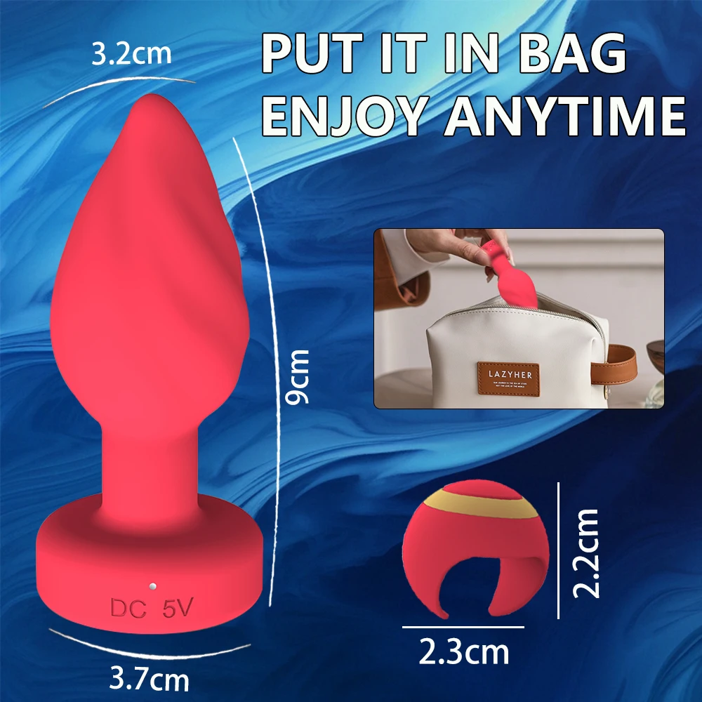 Portable LED Anal plug Vibrator Butt Plug 10 Vibration Ring Wireless Remote Prostate Massager Adult Sex Toys for Women Men Gay view 4