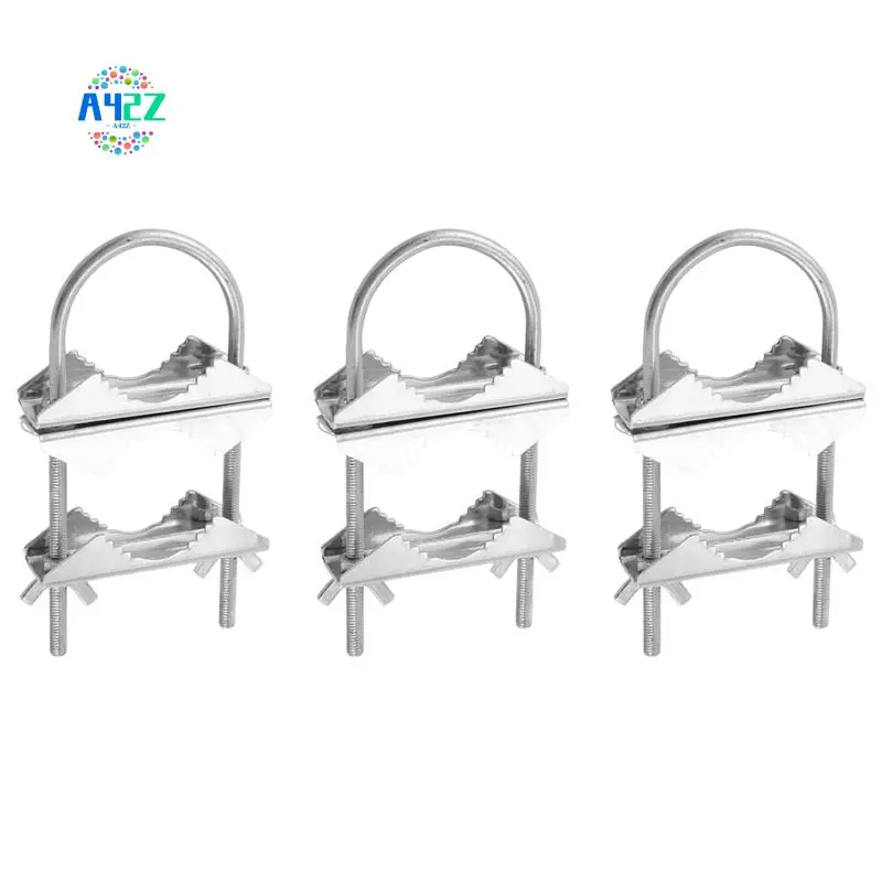 A42Z-Double Antenna Mast Clamp V Jaw Block With U Bolts Heavy Duty Anti-Rust Mast To Mast Mount Bracket Kit For TV,CB(3 Set)