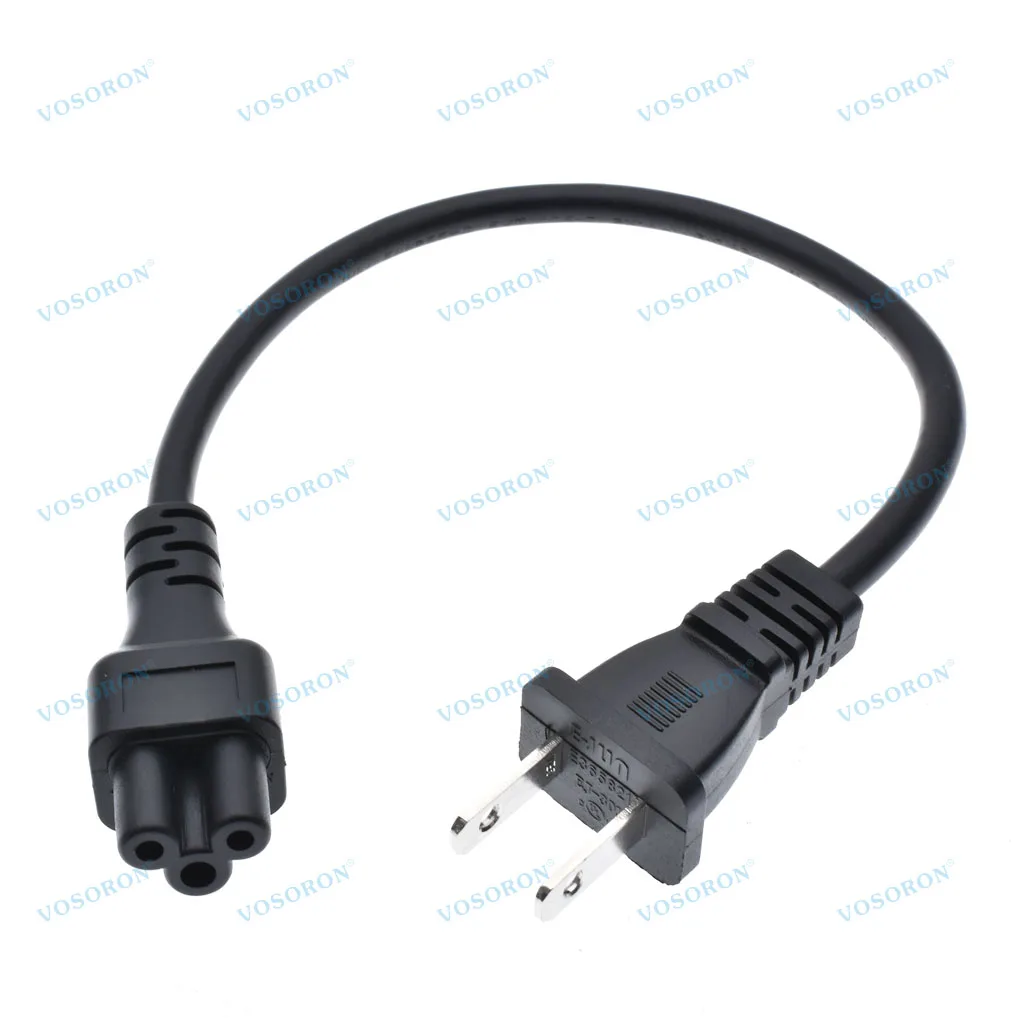 NEMA 1-15P to IEC 320 C5 power cable,2 Pin JP US Plug 2 Pole IEC 60320 C5 3 Prong AC Power Cord Short Laptop Portable Cable 30cm
