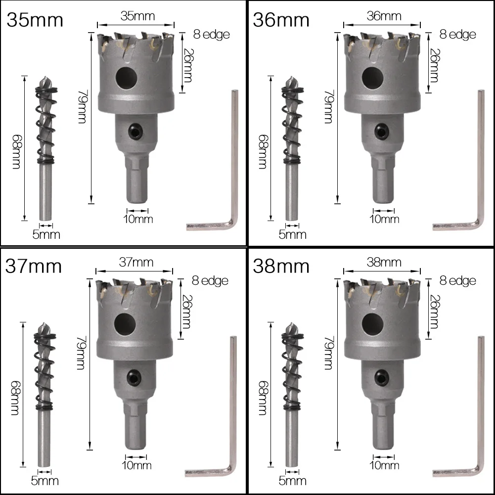 1PC 5A Punta In Metallo Duro TCT Punta Del Trapano Foro Seghe 27-37mm Punta del trapano Set Hole Seghe Cutter Per Acciaio acciaio Della Lega del Metallo di Perforazione Bit