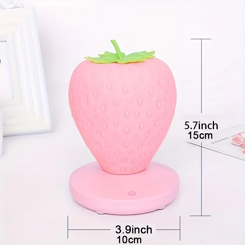 Strawberry Shape USB Rechargeable Silicone Night Light Touch Sensitive Girls Bedroom Creative LED Energy Saving Fun Light Gift