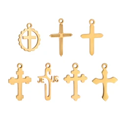 5pcs/Lot Stainless Steel Cross Charms For Jewelry Making Crosses Pendant Charm Necklace Bracelet Earrings Diy Accessories