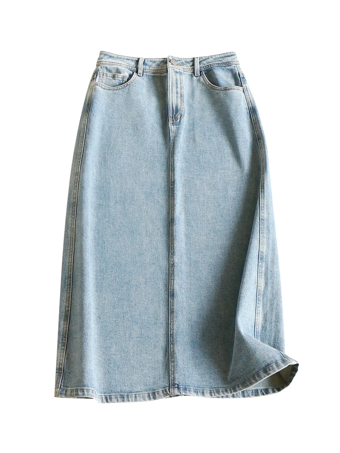 Casual Baida Skirt French  Refreshing Baida High Waist Split Denim Skirt Women's 60W4  Saia Jeans Plus Frete Grátis