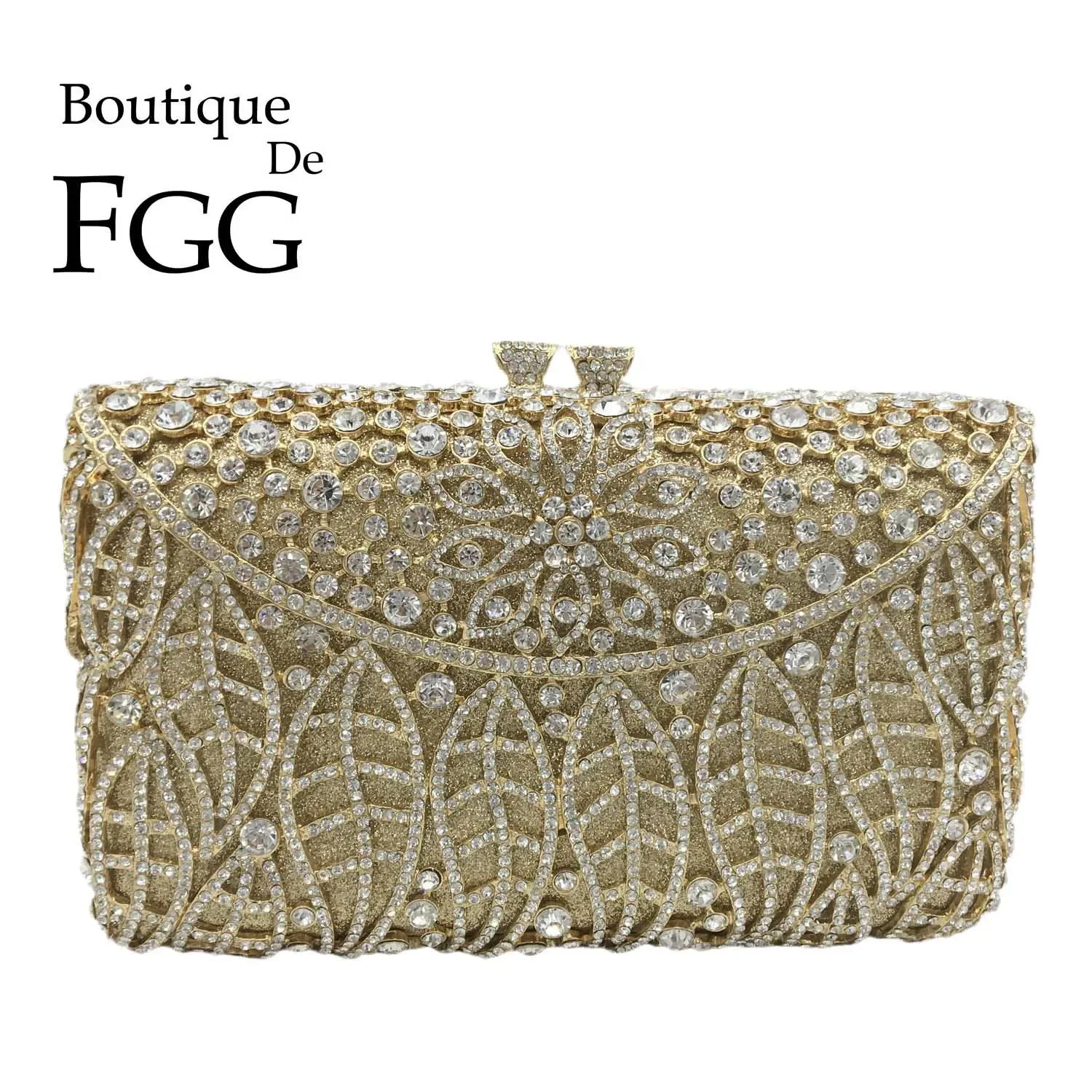 Boutique De FGG Bling Crystal Clutch Bags Flower Evening Bags and Clutches for Women Formal Wedding Party Rhinestone Handbags