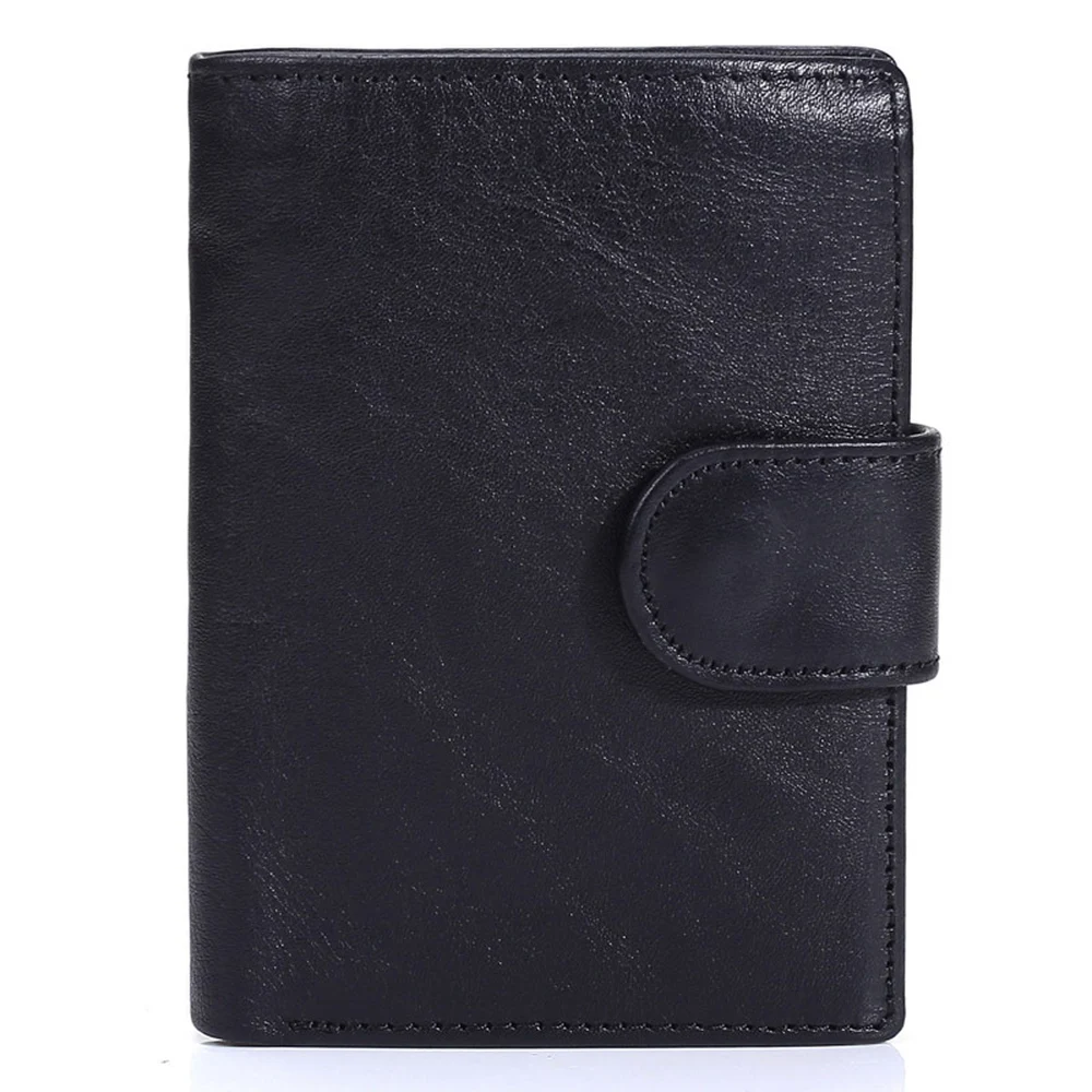 CFUN YA Men Genuine Cowhide Leather Bifold Wallet with Card Slots Coin Zip Pocket Photo Window and Clasp Closure for Daily Use