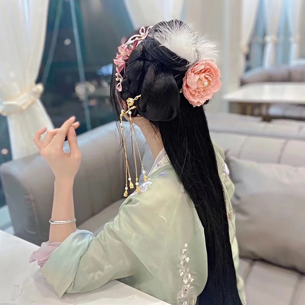 Clássico elegante senhoras disco de cabelo estilo chinês hanfu cocar varas de cabelo flor grampos de cabelo acessórios conjunto garfo de cabelo