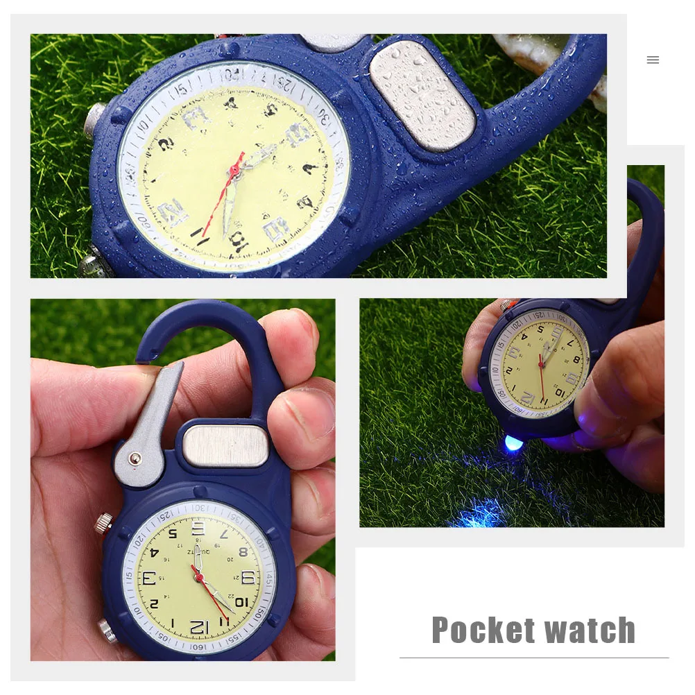 

Multi Function Climbing Buckle Pocket Watch Portable LED Hiking Camping Clip on Watch Luminous Glow Digital Light