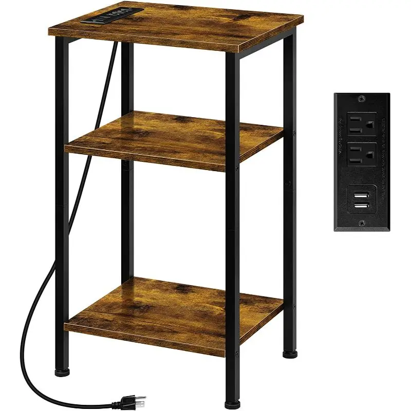 

Nightstand Small Side Table Living Room with USB Ports and Outlets for Bedroom