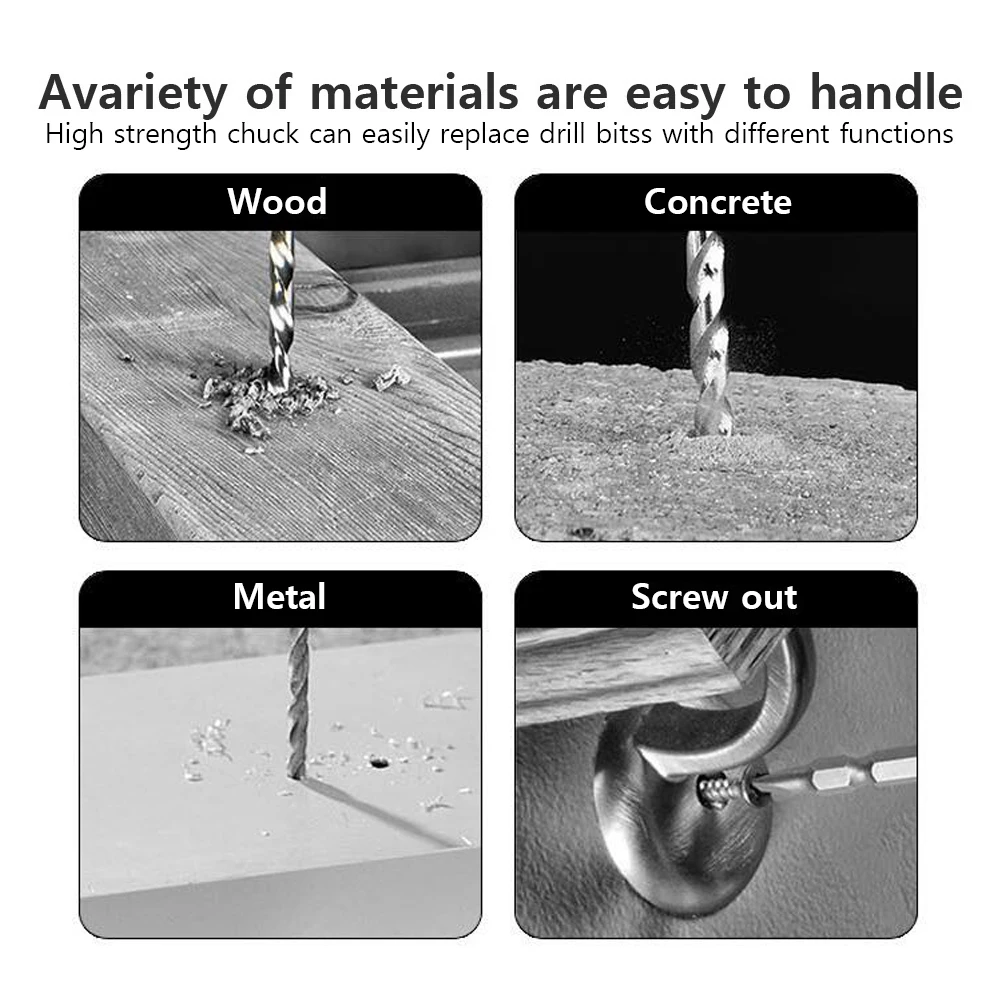 21V Household Power Tools Lithium Battery Rechargeable Cordless Drill Multifunction Screwdriver with Display and Impact Function