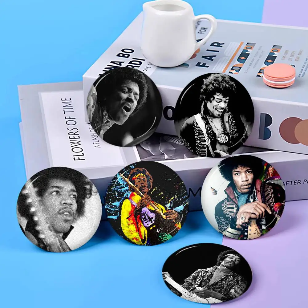 Singer J-Jimi HendrixS 32/44/58mm Handmade Pin Round Funny Snap-in Brooches For Backpack Cothes Accessories Badge Hat Decoration