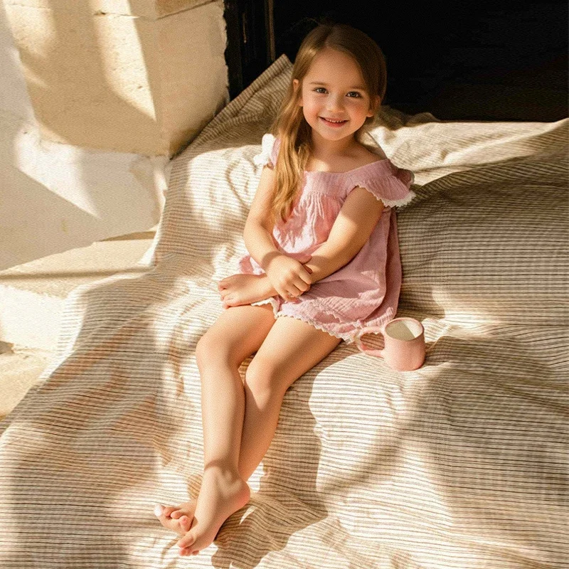 Girls Pink Ruffled Sleeveless Tops Shorts Two-Piece Set 2026 Summer New Children\'s Casual Homewear Cotton Gauze Camisole Suit