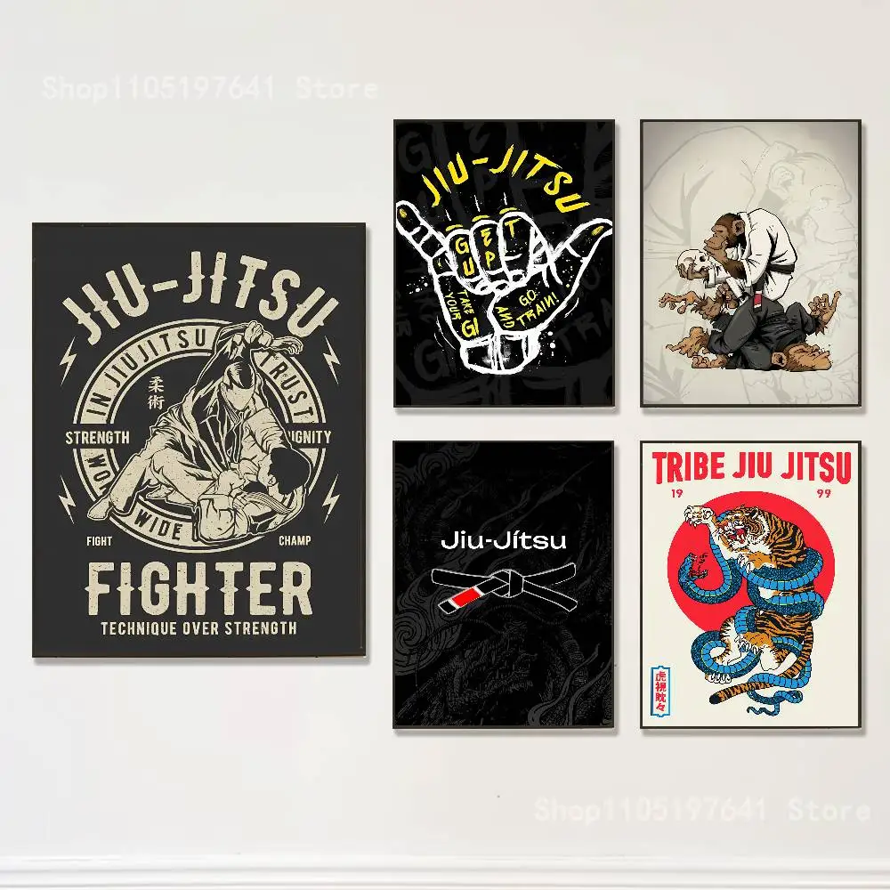 

BJJ Brazilian Jiu Jitsu Poster Multi-Purpose Wall Art for Living Room Bedroom Office Hallway Bar Home Decor Gift