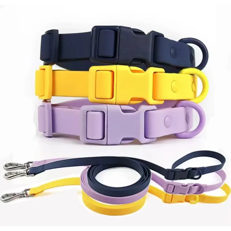 

Modern New Durable Pet Collar Leash Set Waterproof PVC Dog Collar with Soft Padding Animal Pattern Training Made of Silicone