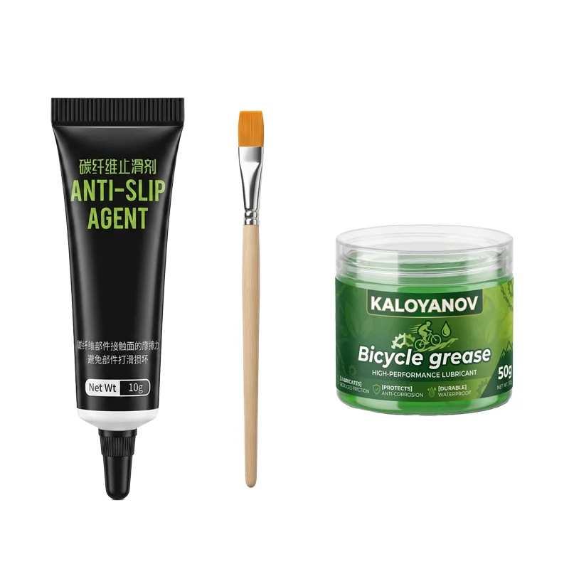 AliExpress NONE Bike Carbon Paste Anti Slip Agent for Seat Post Stem Handlebar with Brush + Cycling Grease Lubricant for Hub Headset Bearing