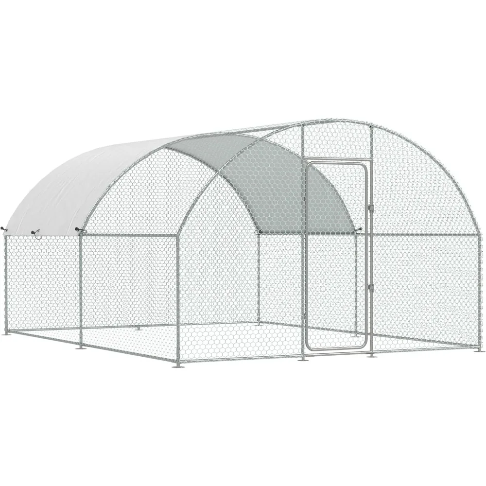 Gran gallinero de metal para patio con cubierta, bolígrafo para pollos de 13x10x6,4 pies para exteriores, patio trasero y granja, jaula para gallinas Ho