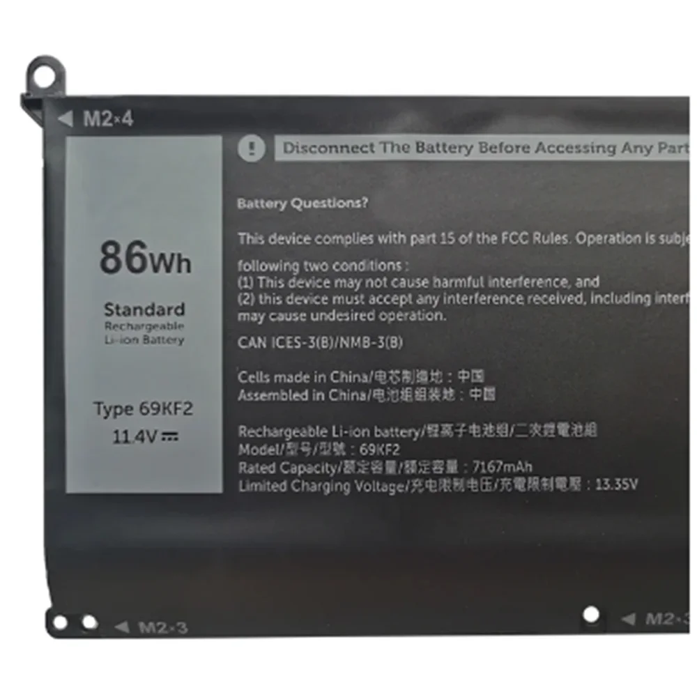 Imagem -05 - Bateria Original 69kf2 86wh 8fctc 56wh para Dell Xps 15 9500 g7 7500 Precisão 5550 M15 M17 r3 P100f P45e P91f P87f00 70n2f Dvg8m