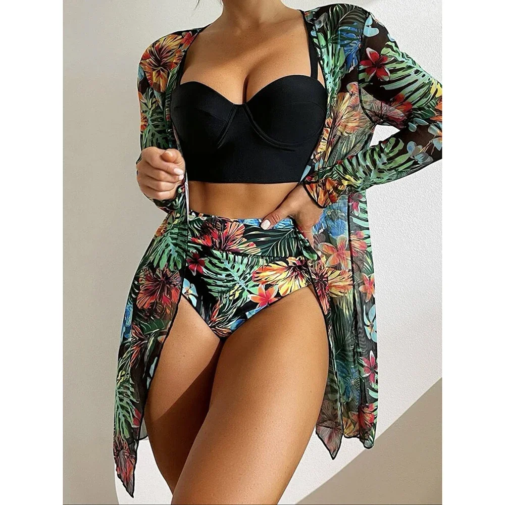 

2024 New Bikini Beach Skirt Tunics for Beach Cover up Swimsuit Women Ruffle Biquini Bathing Suit Summer Beach Wear Swim Suit