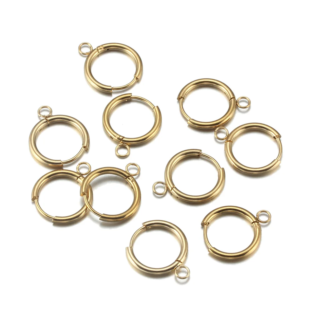 

12 Pcs/Lot Stainless Steel Gold Ear Hoop Earrings Hooks French Clasps Components Parts For Making Supplies Women DIY Findings