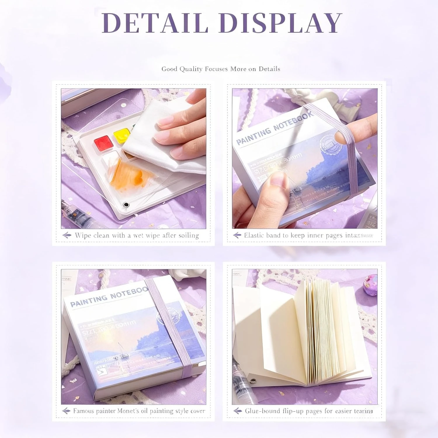 مجموعة طلاء صغيرة محمولة - أقلام ألوان مائية، صندوق طلاء 8 ألوان وكراسة رسم لجميع الفنانين، رسم خارجي