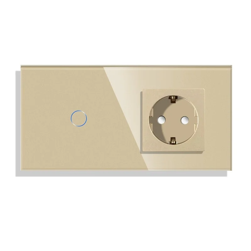 DAJIMEI EU Standard Gold CAT6 Rj45 TV Socket Light Touch Switch and Socket Crystal Glass Panel for Home Improvement