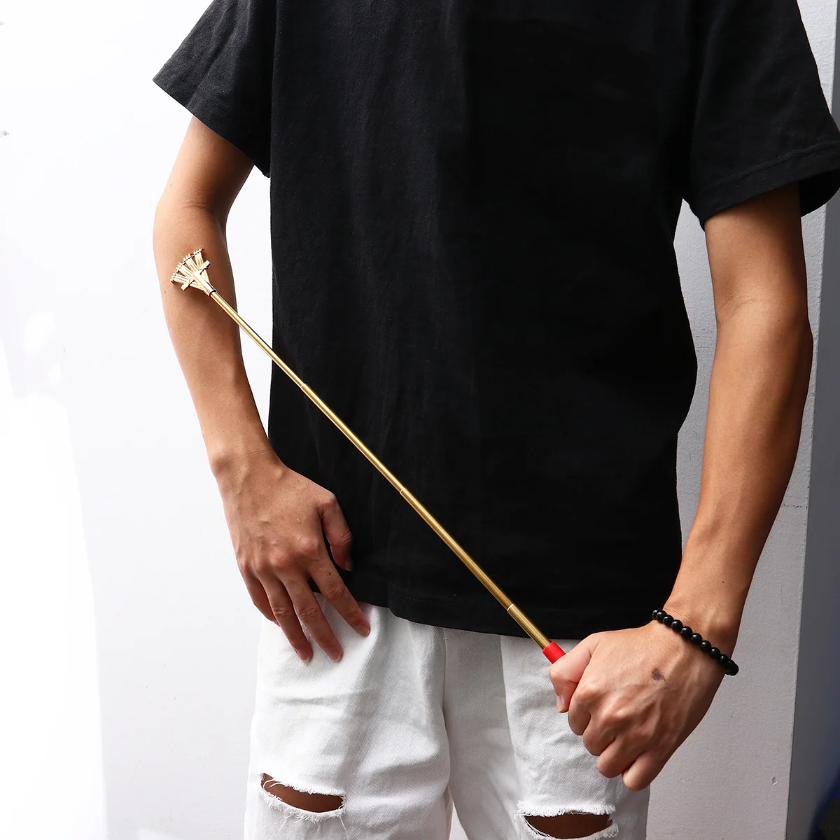 

2 шт. телескопический скребок для спины с медвежьим когтем и мягкой резиновой ручкой, антикоррозийный прочный дизайн для ежедневного использования, скребок для спины