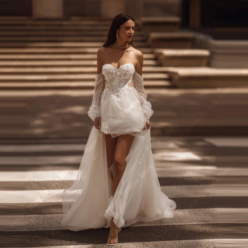

2025 Sweetheart Collar A-Line Women Wedding Dresses Fashionable Appliques Lace Bridal Gowns Banquet Vestido De Novia Customized
