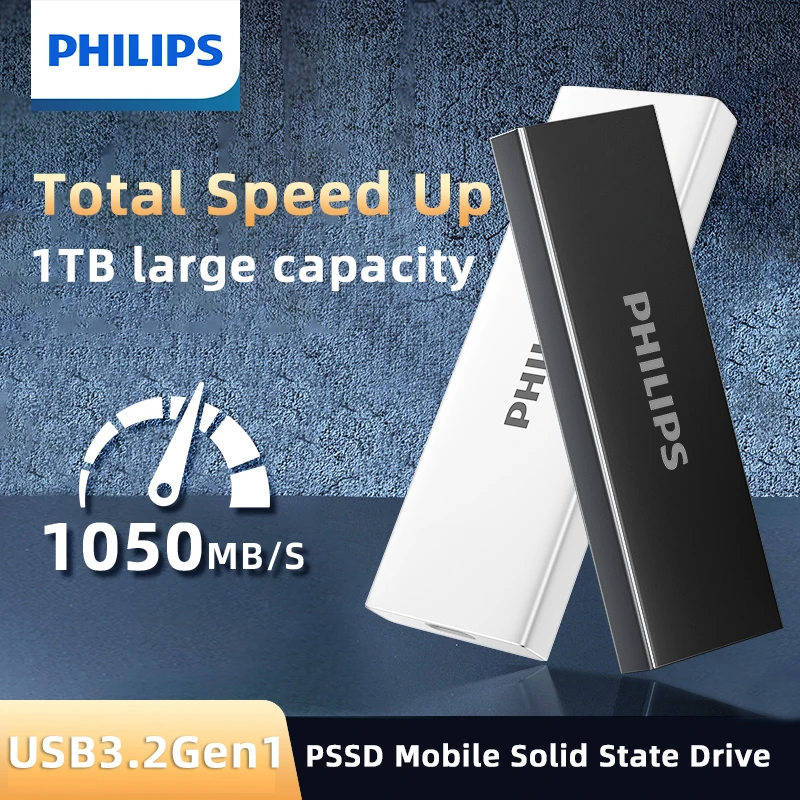 disque-ssd-externe-philips-dual-color-gris-argente-fin-en-metal-haute-vitesse-plug-and-play-pour-le-bureau-les-voyages-et-les-jeux