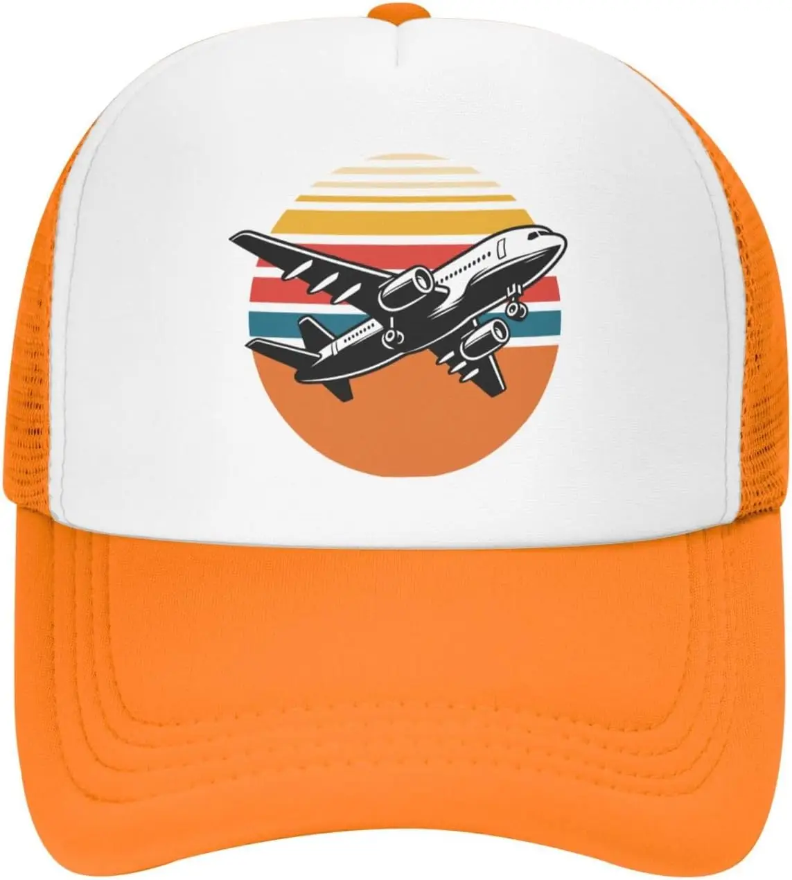 

Кепка дальнобойщика с рисунком заката самолета, бейсболка из полиэстера и сетки, уличная винтажная регулируемая кепка