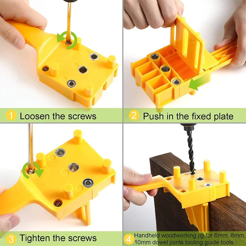 Bracket bit assembly Wood Doweling Jig Plastic ABS Pocket Hole Jig System Drill Bit Hole Puncher for Carpentry Dowel Joints