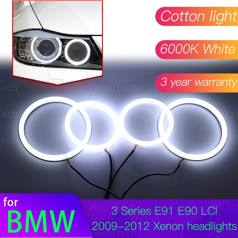 

Комплект Angel Eyes 6000 л, белые кольца из хлопка для BMW 3 серии E91 E90 LCI 2009-2012, ксеноновые фары