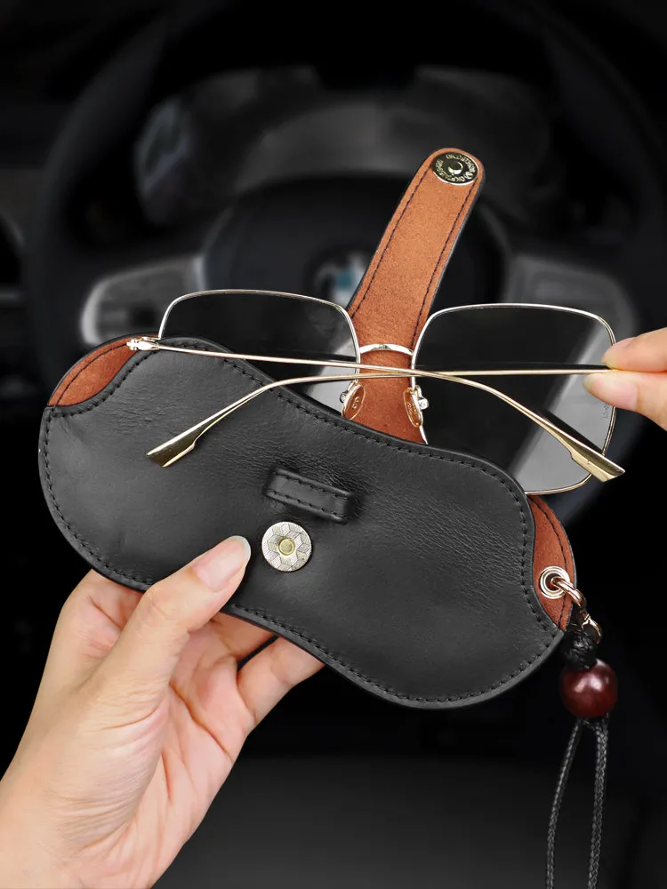 

Handmade Genuine Leather Glasses Bag Male Portable Sunglasses Storage Box Protective Cover Briefcase First Layer Cowhide