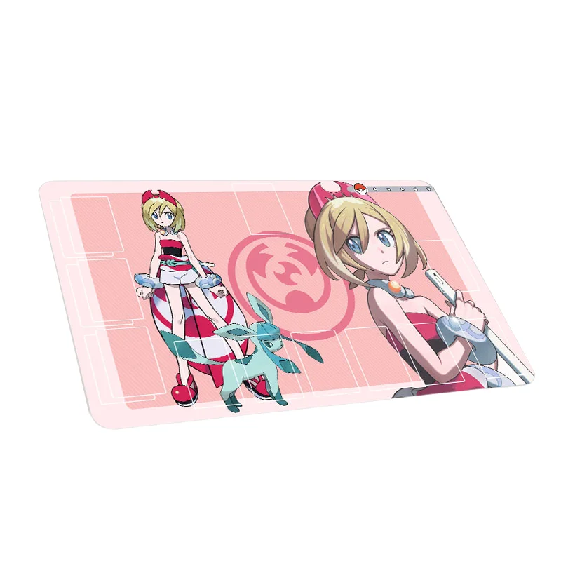 60*35*0.2cm Anime Pokemon GAME PTCG Dedicated Card Play Mat Battle Against Trainer Marnie Lillie Irida Elesa Collectibles Gifts