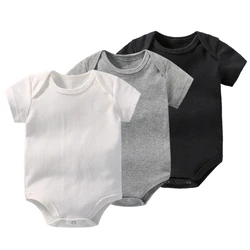 Newborn Baby Bodysuit Summer Solid O-neck Soft Cotton Short Sleeve Baby Clothing Body Baby Boys Girls Baby Bodysuits baby tee