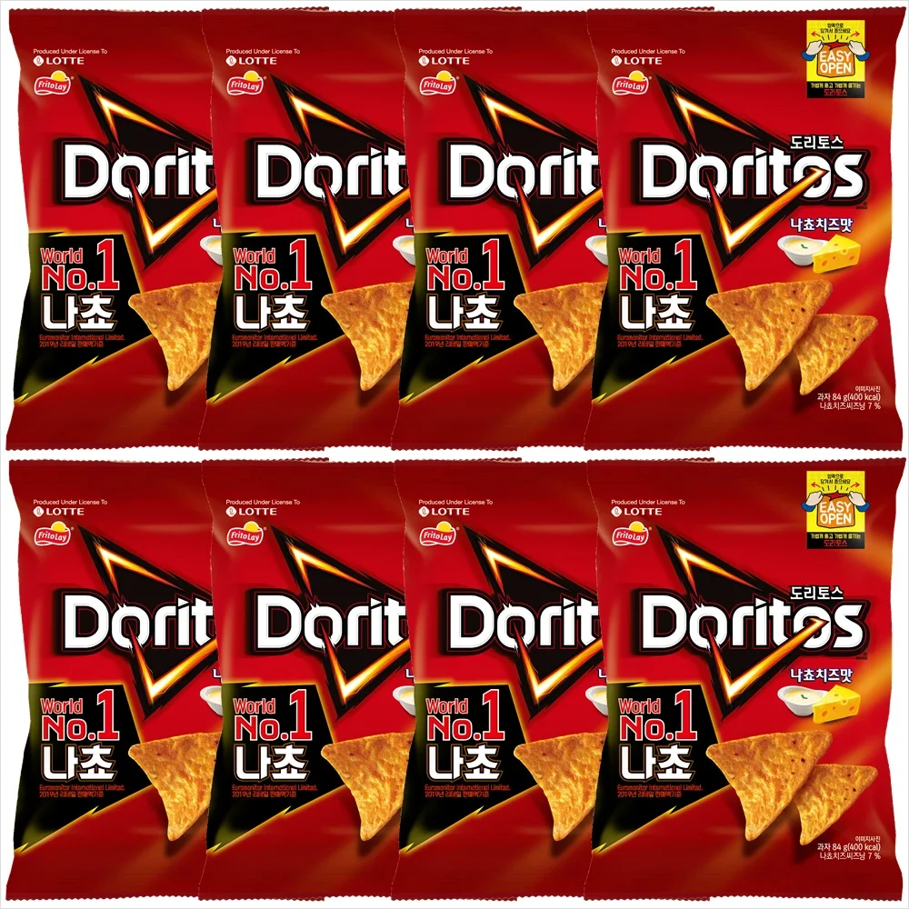 Lotte Doritos Nacho Sabor Queijo 84g X 8 (Compre 2 Juegos y Obtenga 1000 Ganancia X Larga Vida útil)