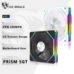 ICE Whale PRISM 5GT Case Fan 120mm 5V 3Pin ARGB Cyclic Mirror Light Effect PWM 1800RPM Cooling Fan Motherboard Lighting Sync