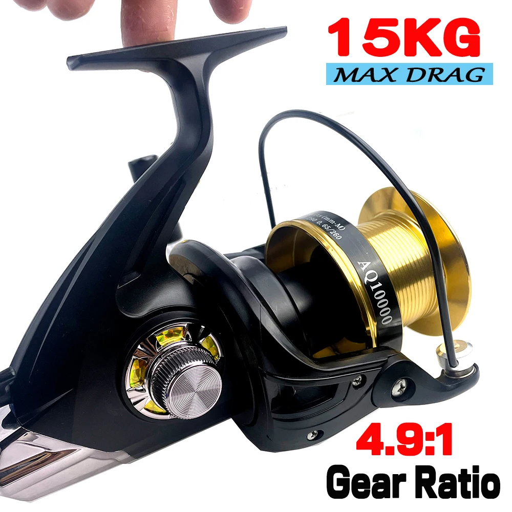 

Big Fishing Reel 8000-10000Series Long Casting Spinning Wheel Aluminum Alloy Spool 4.9:1 High Speed Fishing Reel Max Drag 15kg