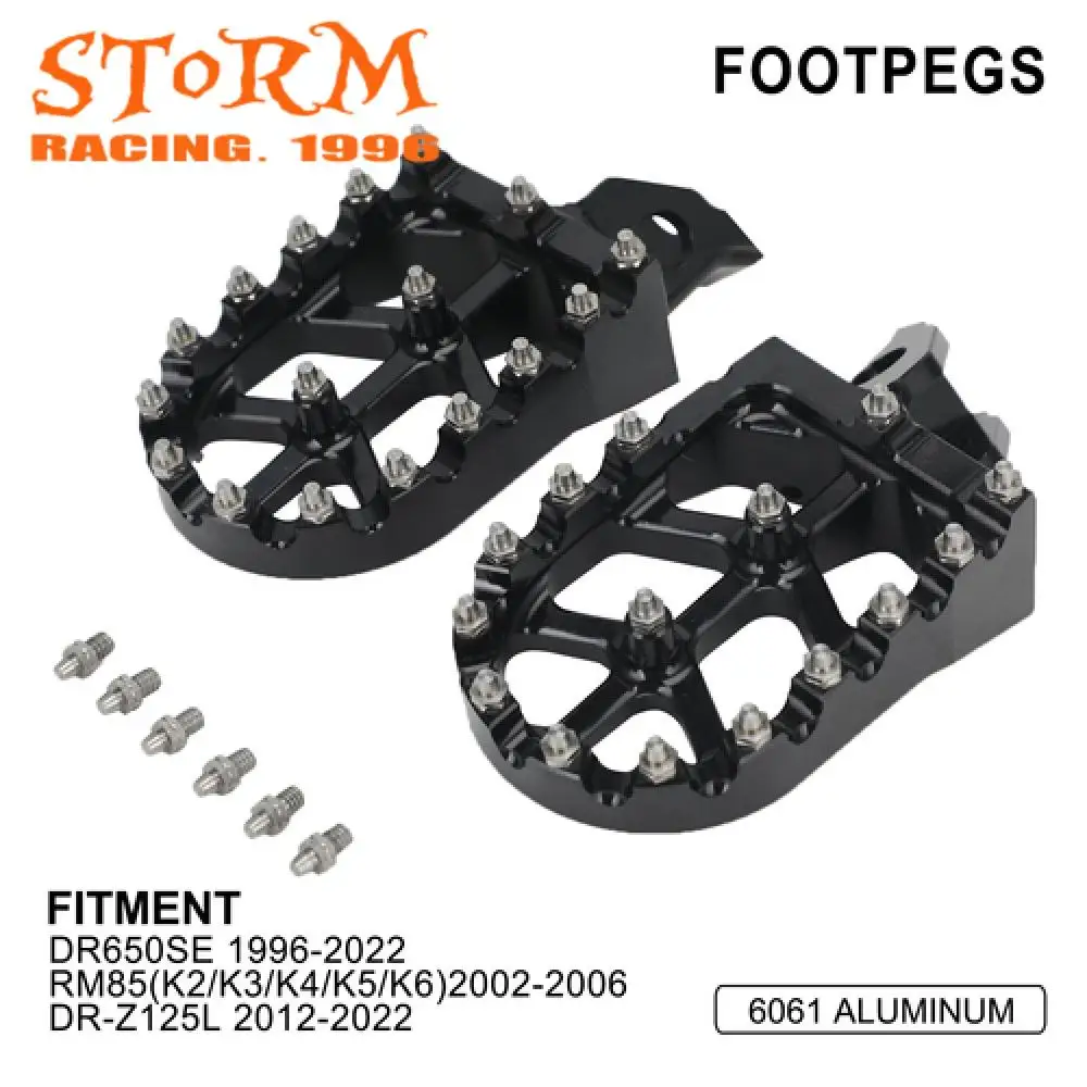 Motorcycle Motocross Foot Pegs For Suzuki DR650SE 1996-2022 RM85（K2/K3/K4/K5/K6）2002-2006 DRZ125L 2012-2022 Dirt Pit Bike