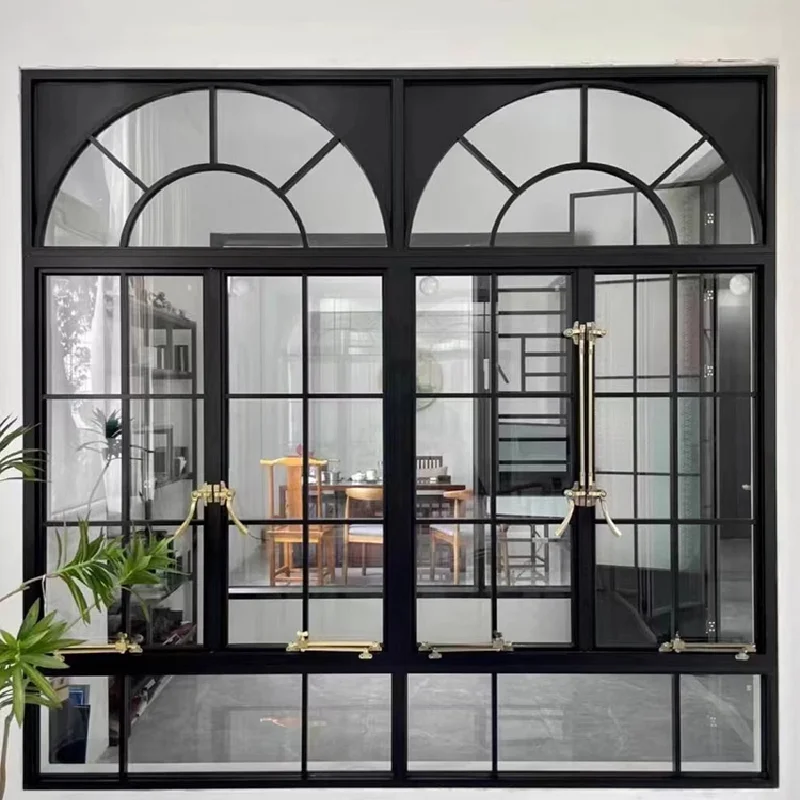 

French retro window broken bridge window cafe online celebrity outdoor partition old steel doors and windows custom-made