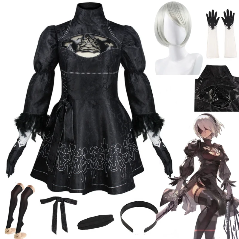 Nier Automata Cosplay Costume Yorha 2B sexy Outfit Games Suit Women Role Play Costumes Girls Halloween Party Fancy Dress Party