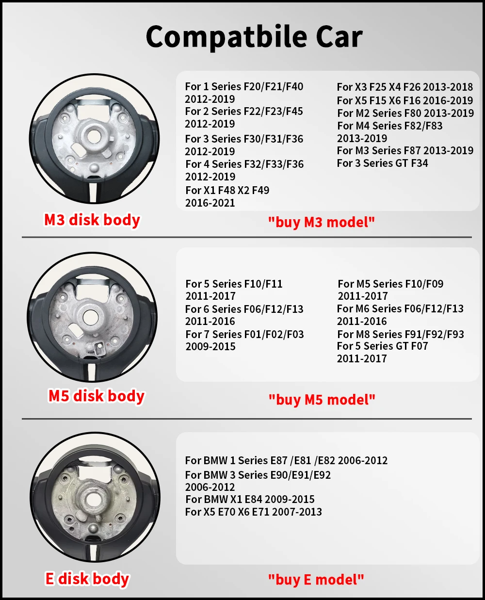 Perforated Flat Steering Wheel For BMW E90 E87 E70 E84 F10 F06 F20 F30 F15 F25 F23 F48 Black Button Fat Sport Upgrade view 5
