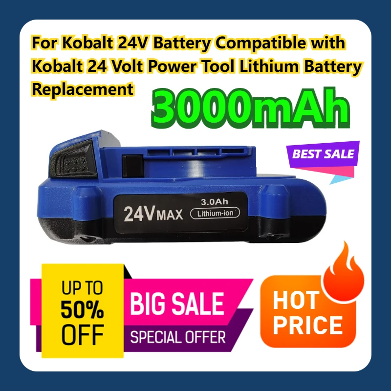 

For Kobalt 24V Battery 3000mAh Compatible with Kobalt 24 Volt Power Tool Lithium Battery Replacement