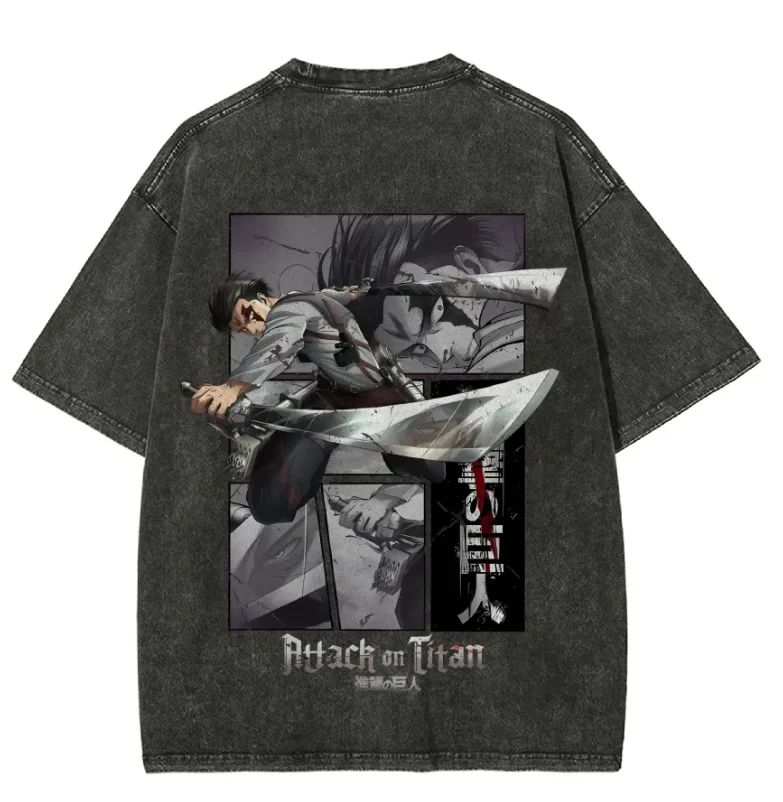 

Атака Титанов Мужская и женская летняя модная повседневная одежда Ретро уличный стиль аниме хлопковая футболка с принтом
