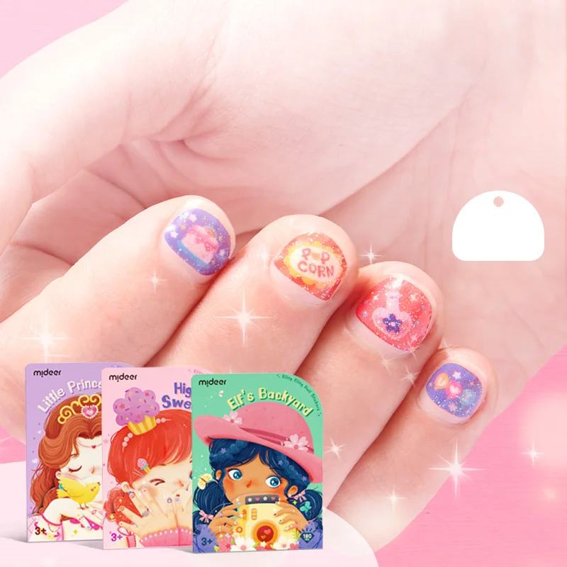 Mideer Bling Bling Little Princess Party Tea Sweetie e Magic Mirror Theme Nail Sticker-Flower Princess for girl's Gift Toy