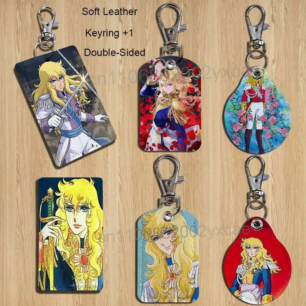 Lady Oscar Rose of Versailles Holder For Bank Business Work Card Holder Student Card Case Bus Card Keychain